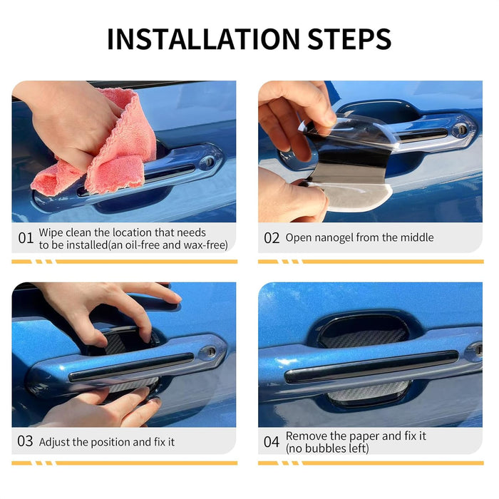 4Pcs Silicone 3D Carbon Fiber Texture Car Door Handle