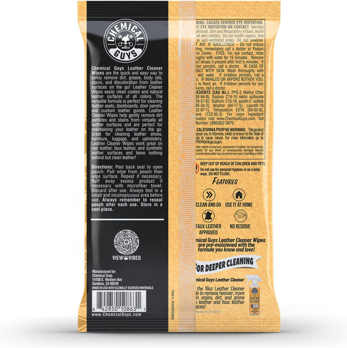 Leather Cleaner Wipes Mega 50 Pack 
