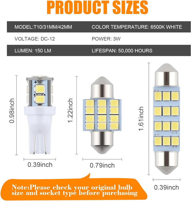 24 Pieces Dome Light LED Car Interior Bulb Kit 